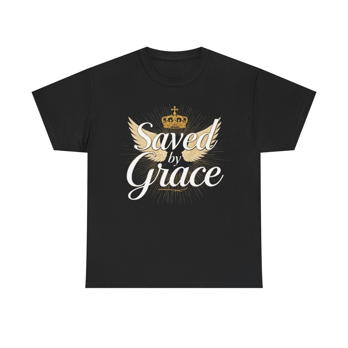 Saved by Grace tee | Christian crown and wings faith shirt