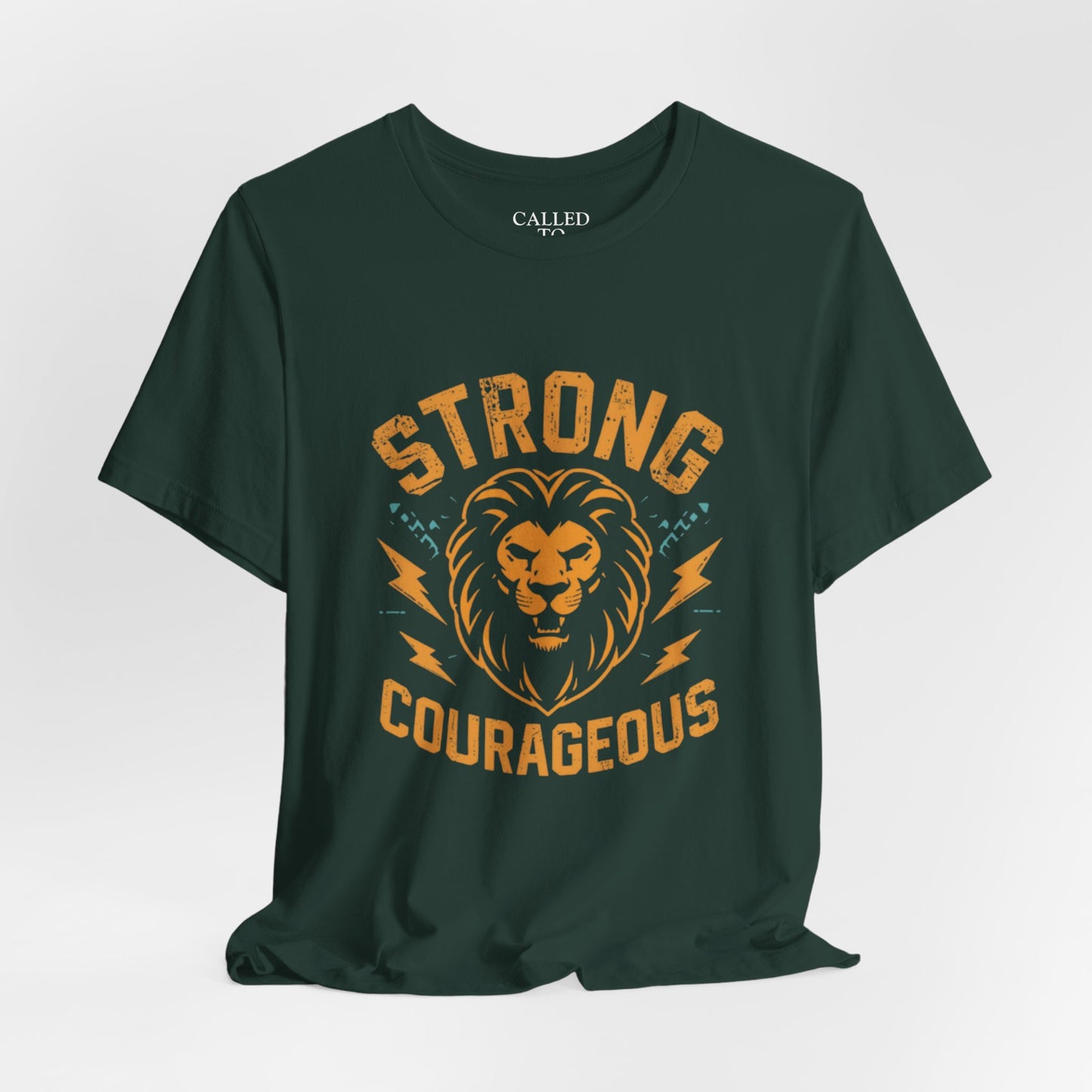 Strong Courageous Lion Tee | Vintage Lion Head, Motivational Graphic