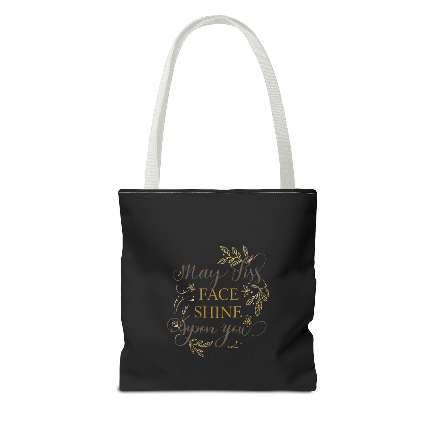 Gold Botanical Lettering Tote Bag | Structured Polyester Market Bag