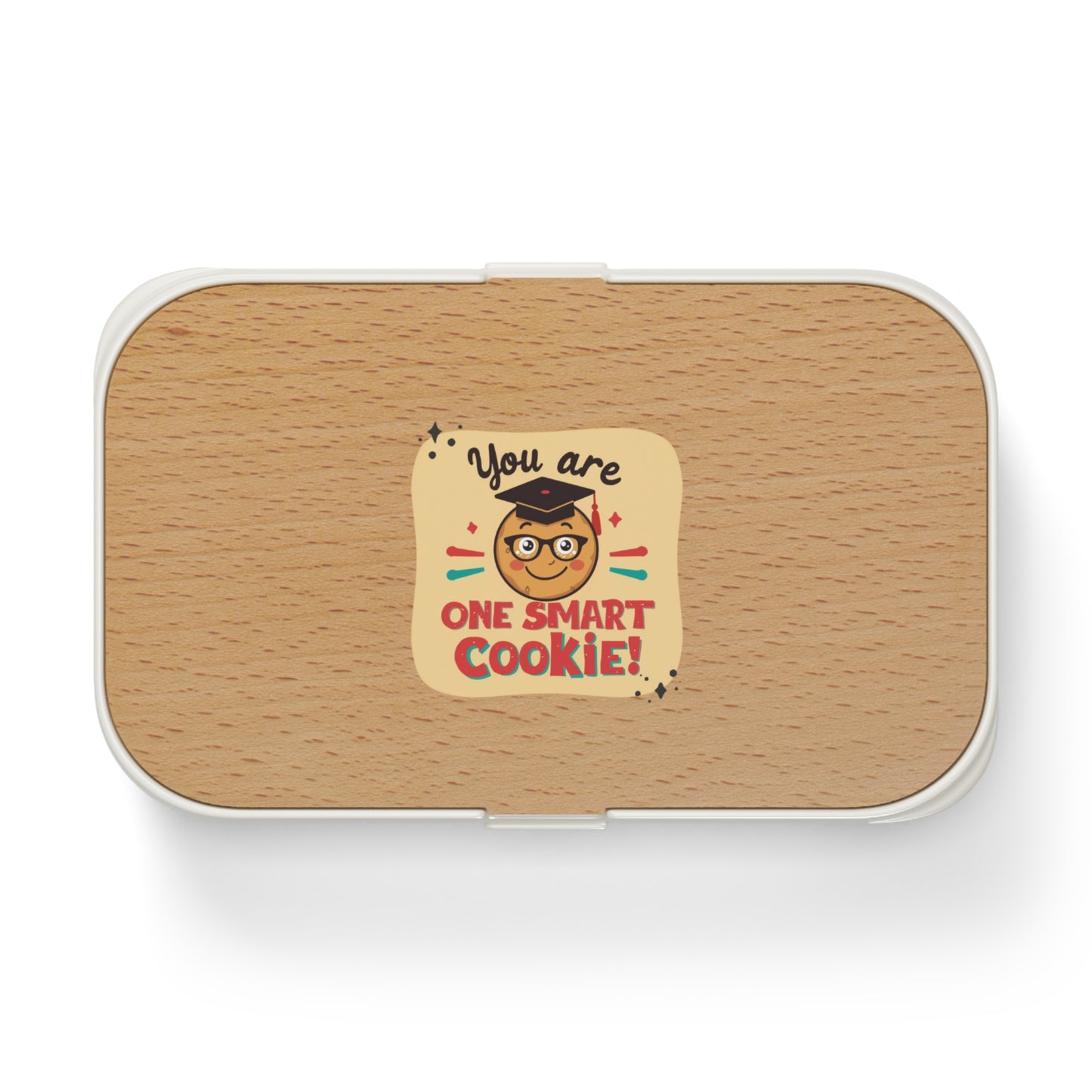 You Are One Smart Cookie Bento Lunch Box | Wood-Look Lid, Silicone Tray