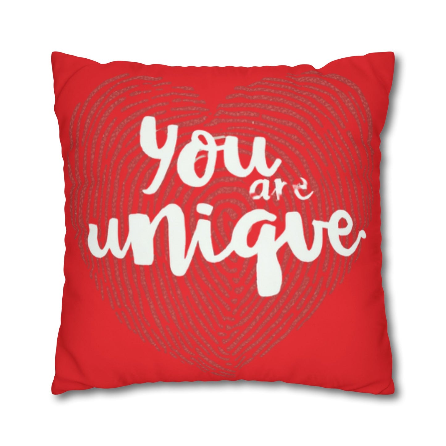 Hand-Lettered Message Red Pillowcase Square Poly Canvas Pillowcase | Bold Script Accent