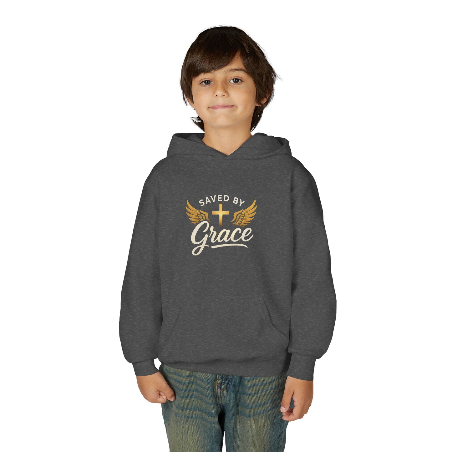 Saved by Grace Youth Hoodie, Inspirational Sweatshirt, Christian Gift, Teen Apparel, Faith-Based Fashion, Hooded Sweatshirt