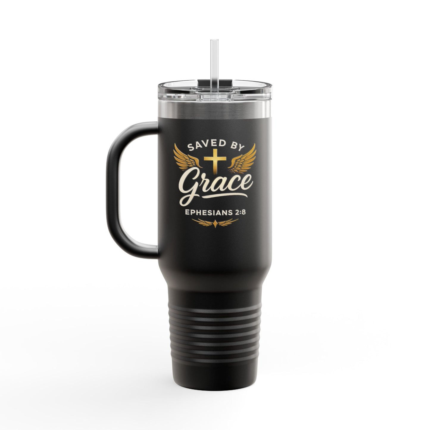 Christian Insulated Travel Mug - Saved by Grace Ephesians 2:8, Perfect for Faith-Based Gifts, Road Trips, Coffee Lovers, Encouragement