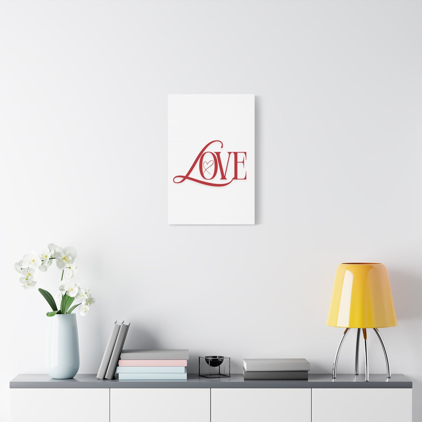 Red Script LOVE with Heart Canvas