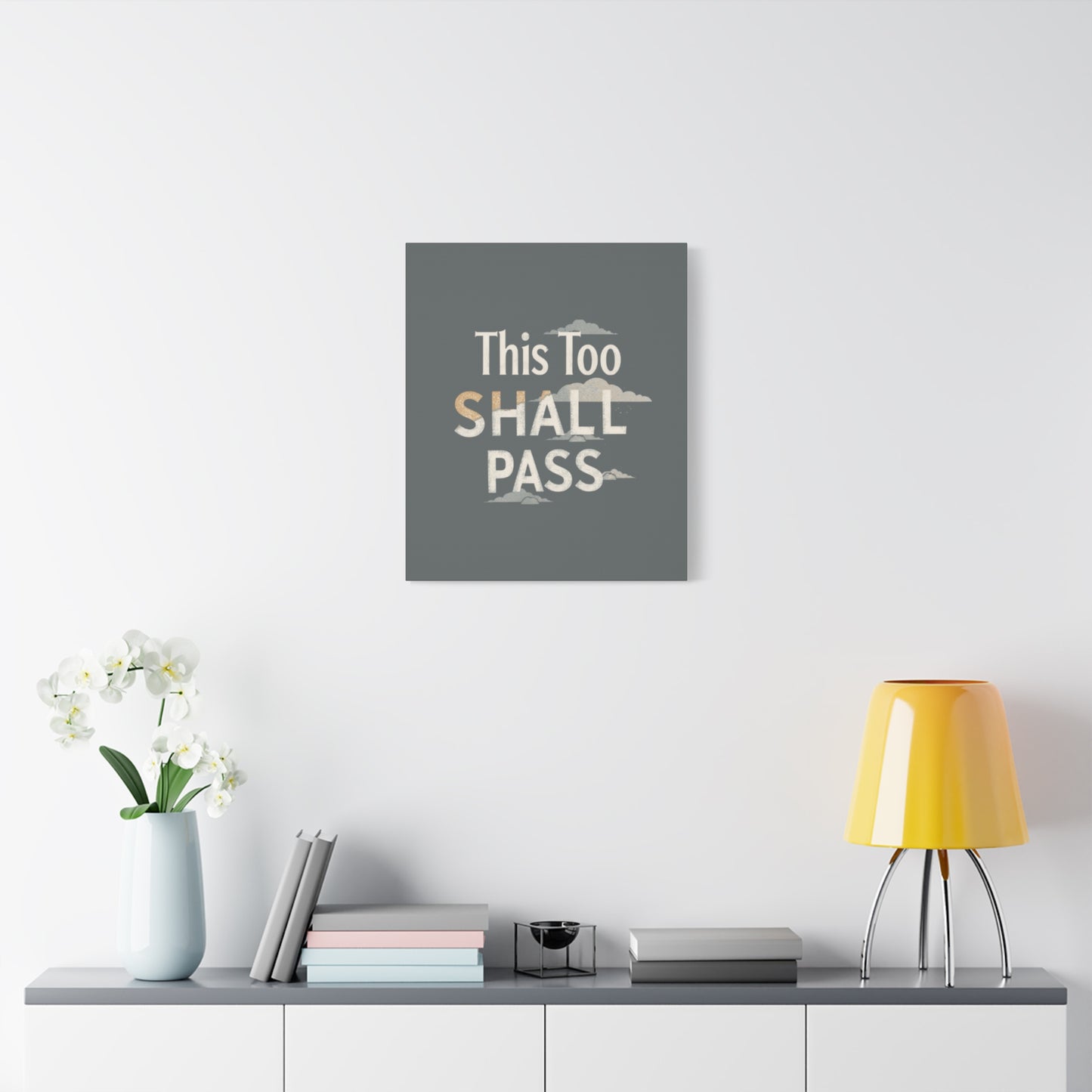 This Too Shall Pass Matte Canvas Print, Stretched Wall Art | Calming Hand-Lettered Typography