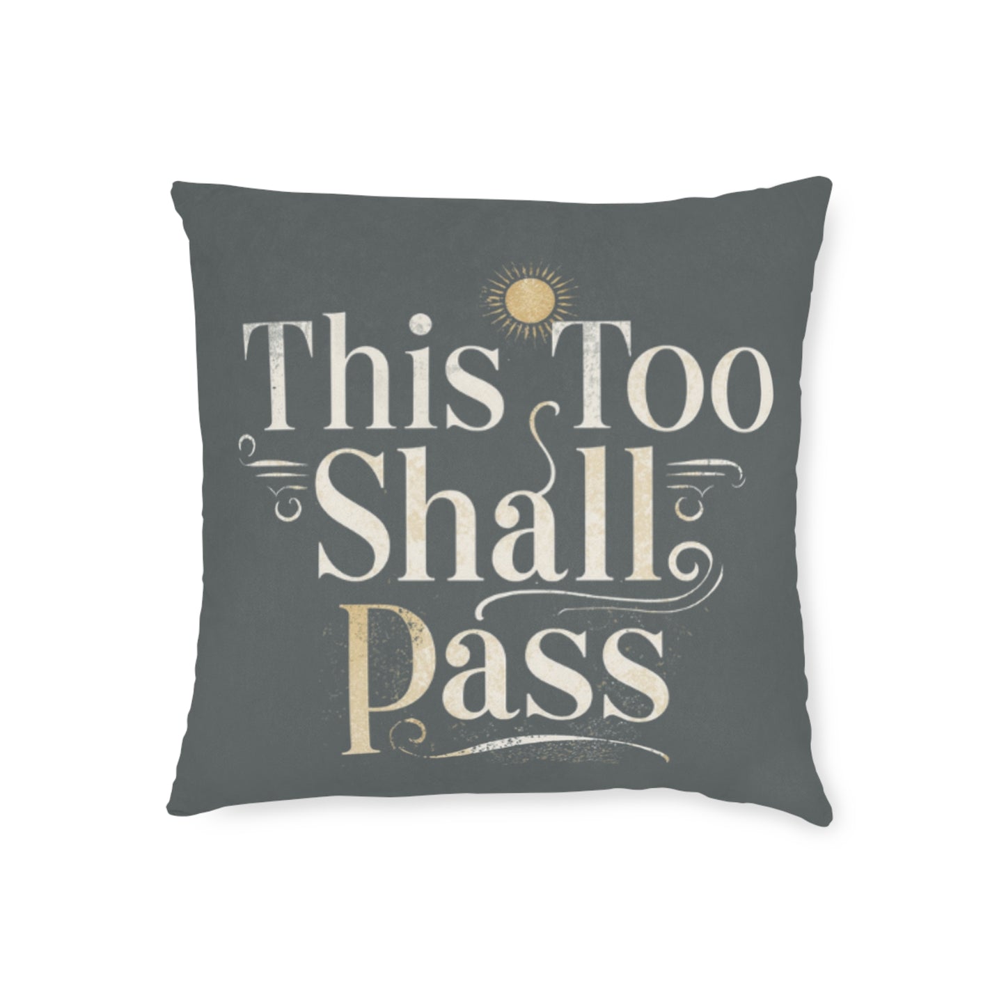 This Too Shall Pass script | Square Pillow, vintage hand-lettered calming throw pillow
