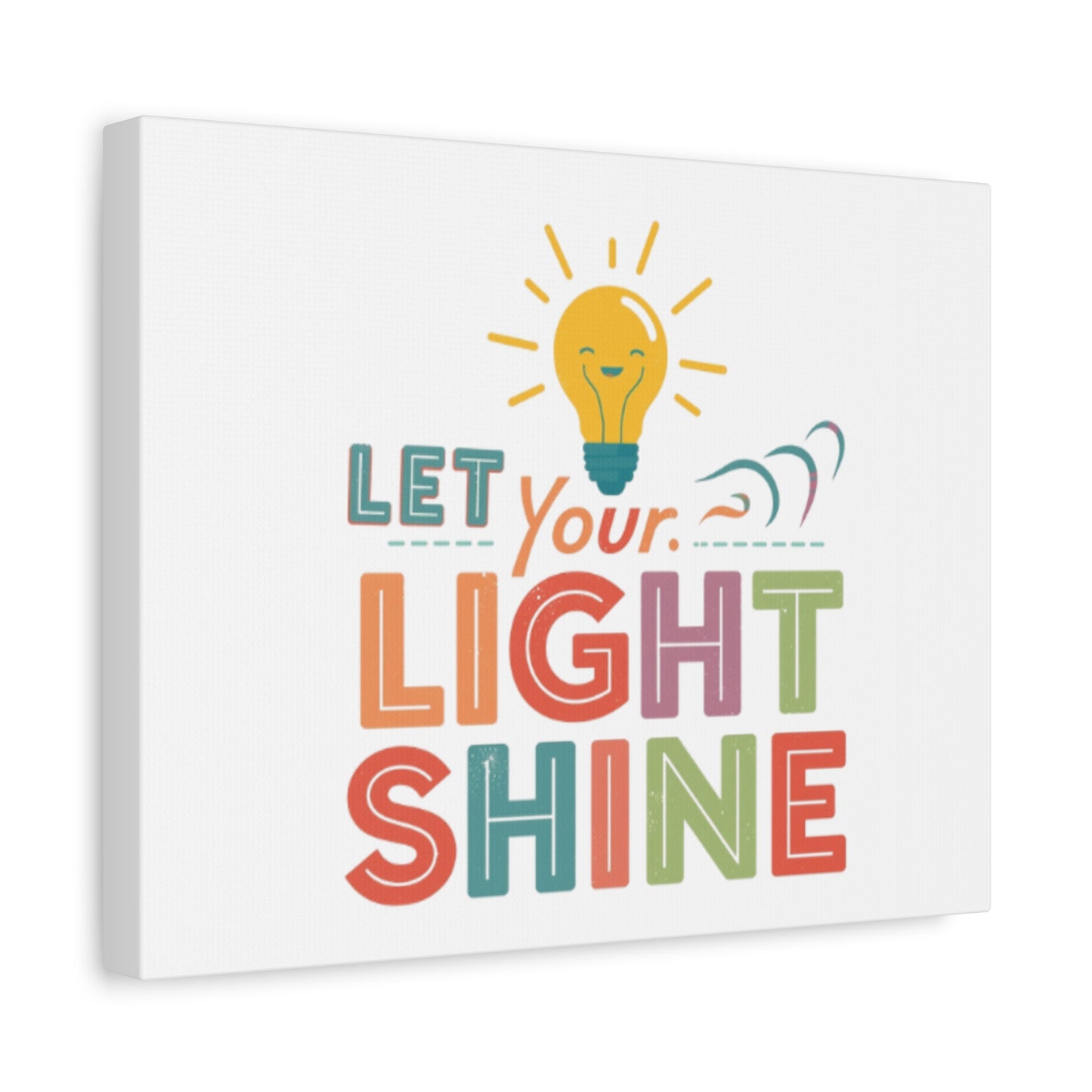 Let Your Light Shine Canvas Print | Smiling Lightbulb Wall Art