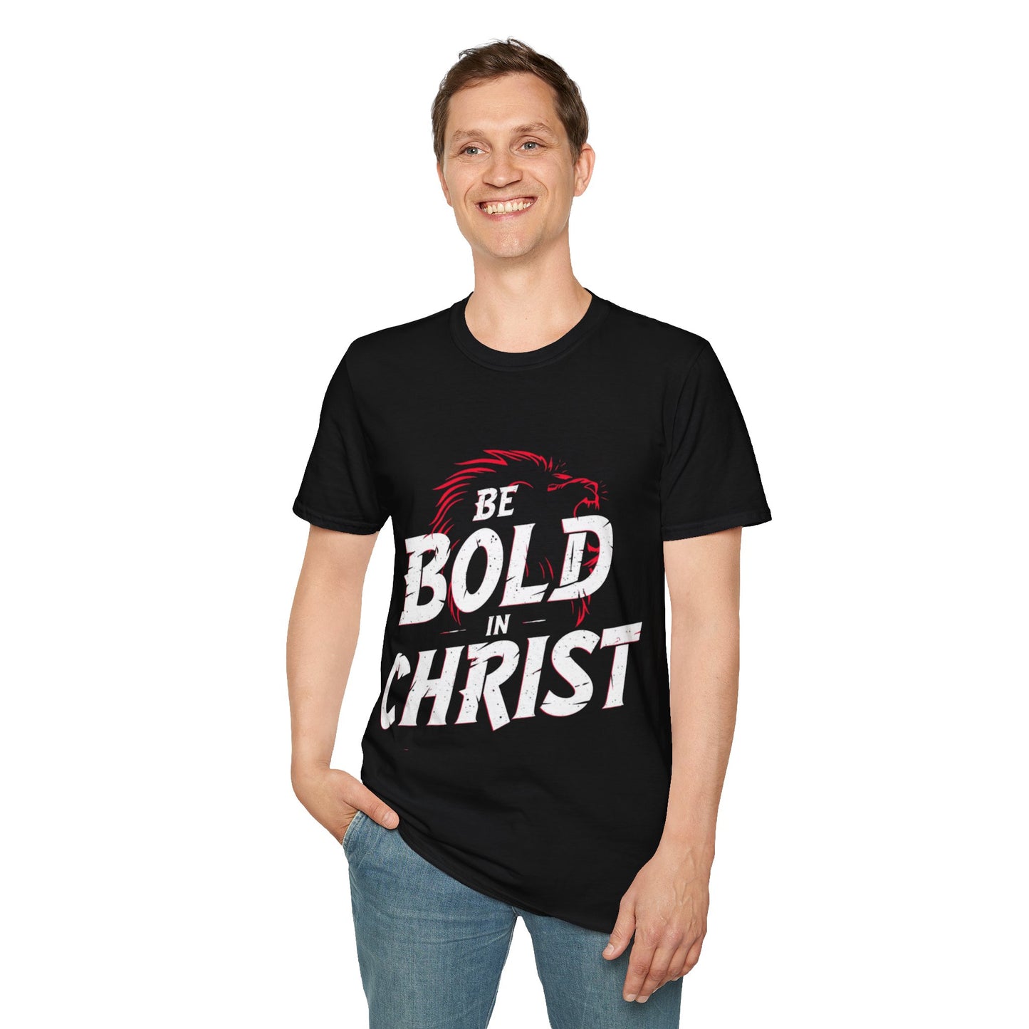 Be Bold in Christ T-Shirt | Christian Faith Tee, Lion Silhouette Typography