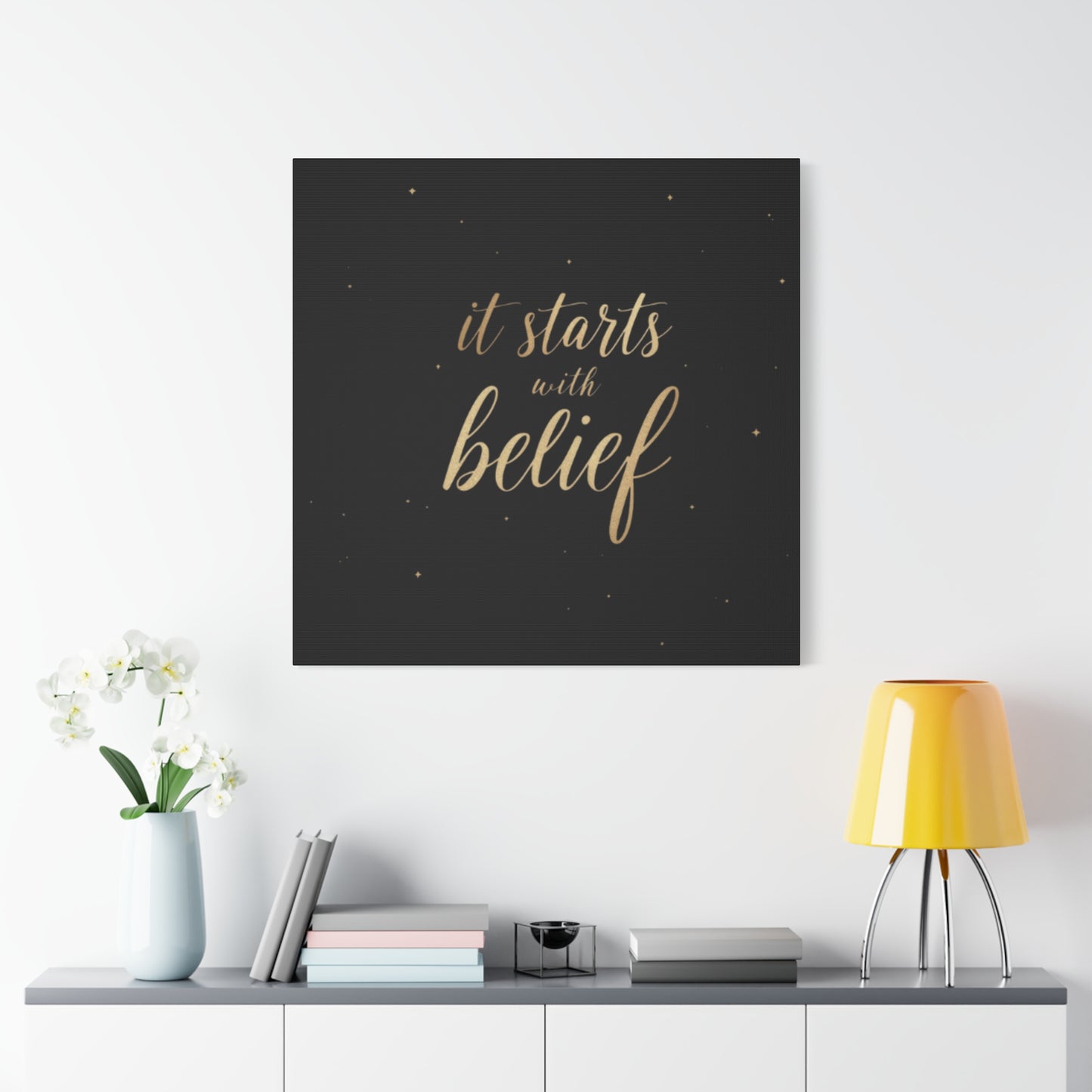 It Starts With Belief Canvas | Inspirational Wall Art, Matte Stretched Canvas
