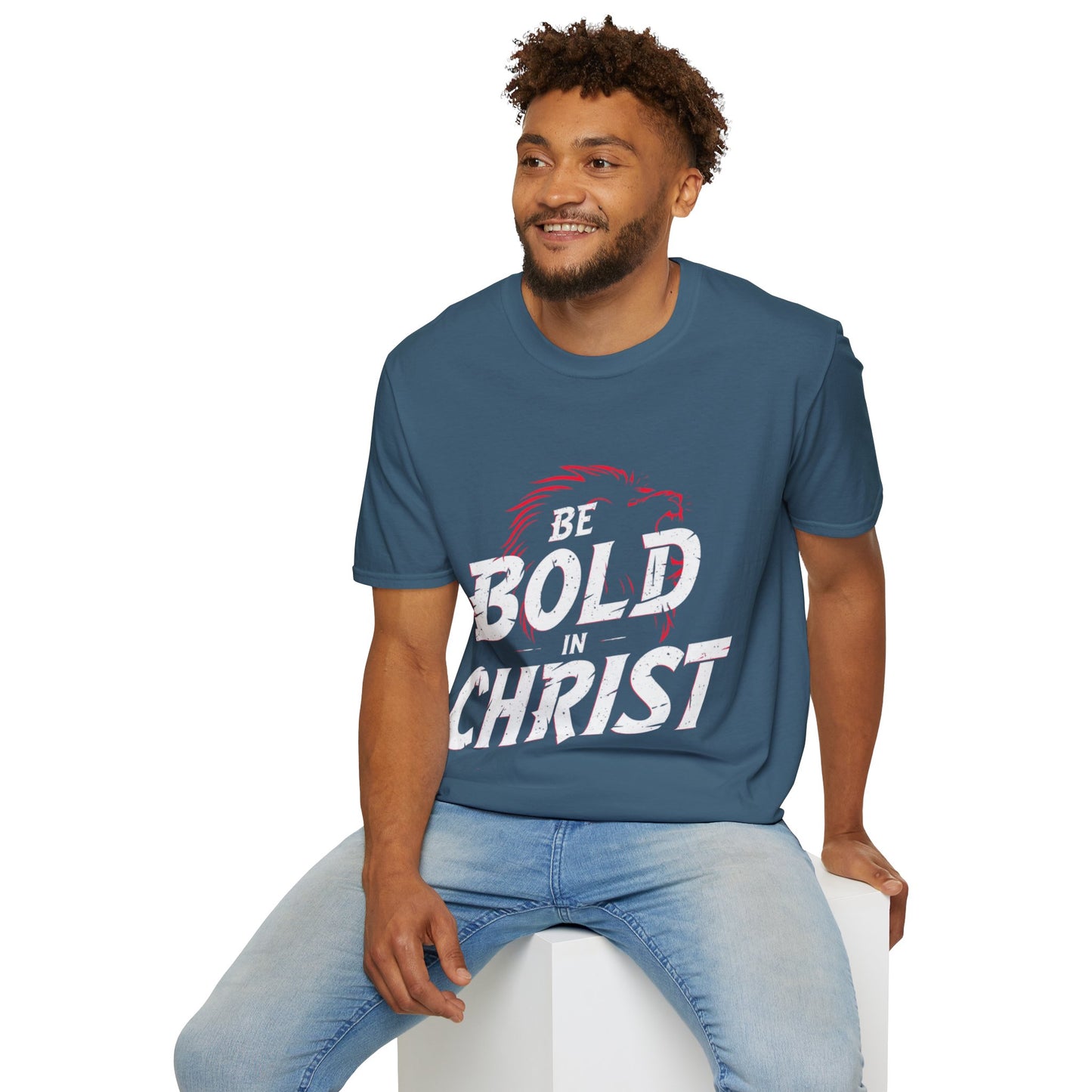 Be Bold in Christ T-Shirt | Christian Faith Tee, Lion Silhouette Typography