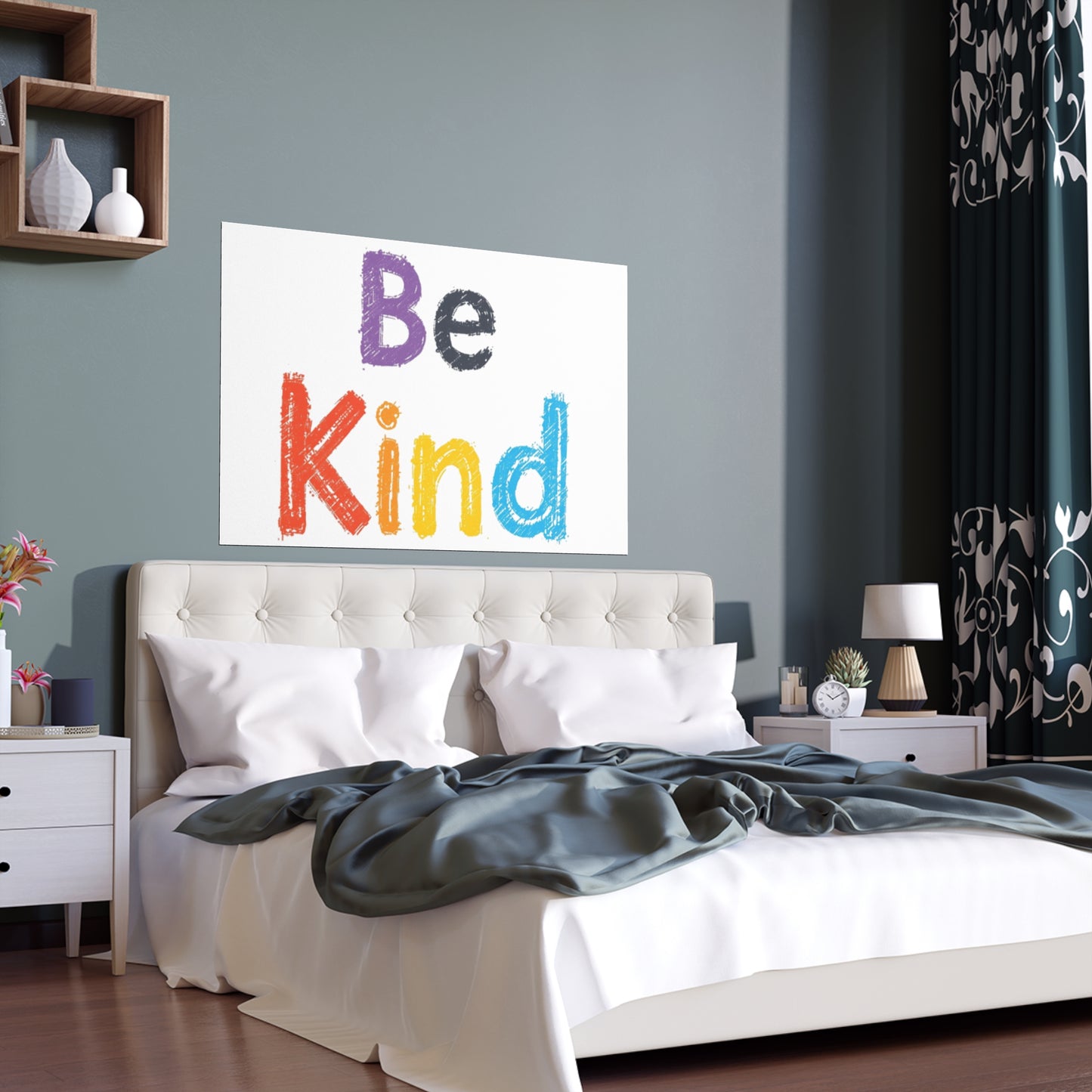 Be Kind colorful typography Poster | Silk Wall Art