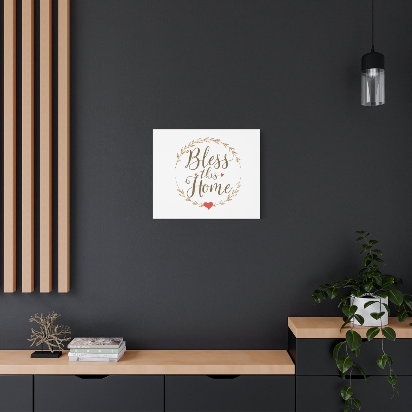 Bless This Home laurel wreath wall art Canvas | Matte Stretched 1.25"