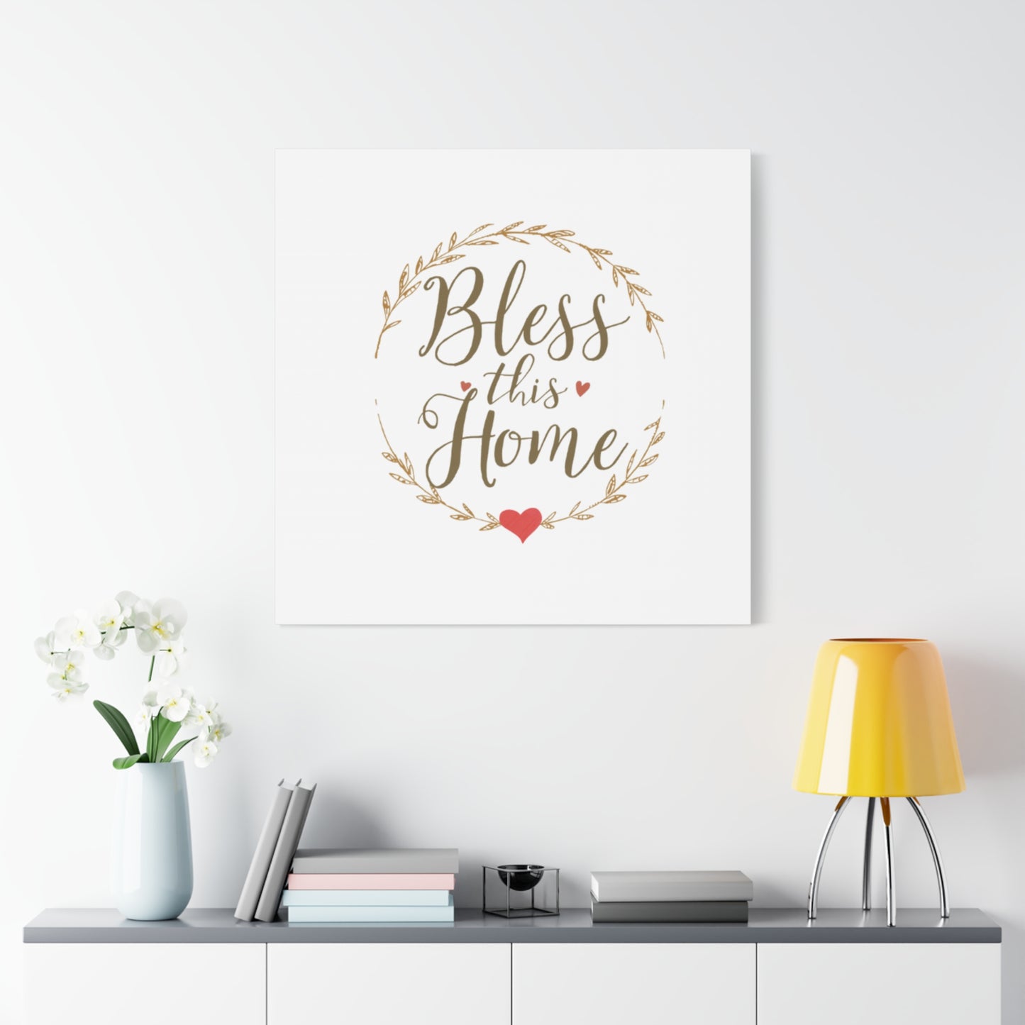 Bless This Home laurel wreath wall art Canvas | Matte Stretched 1.25"
