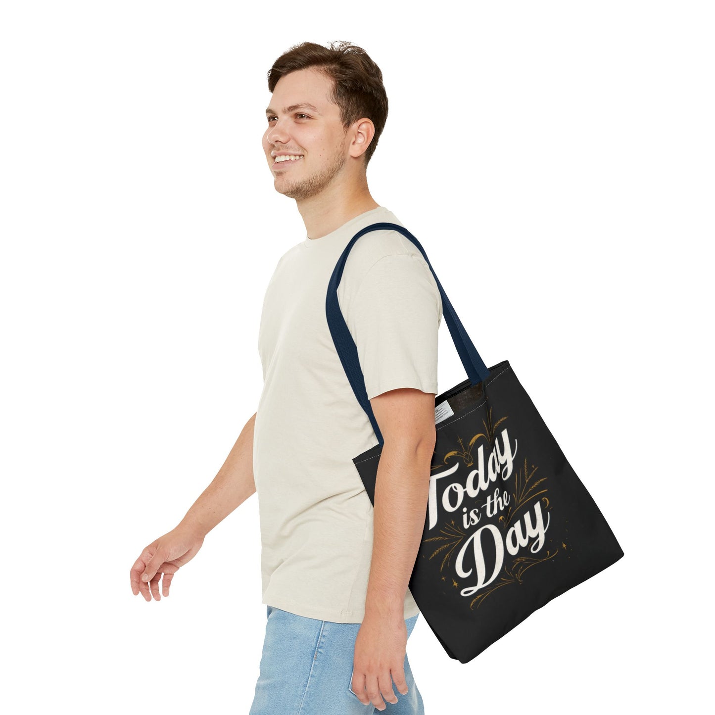 Today Is the Day tote bag | Hand-lettered script, charcoal motivational design