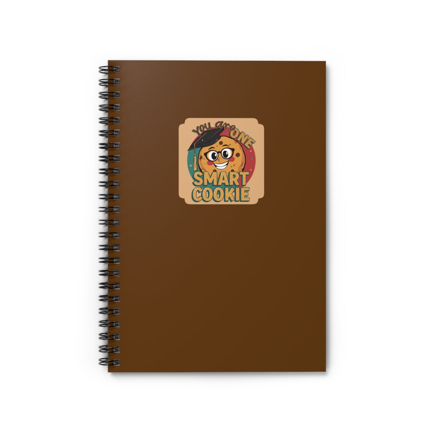 Smart Cookie Illustration Spiral Notebook | Retro Brown 6x8 Ruled Journal