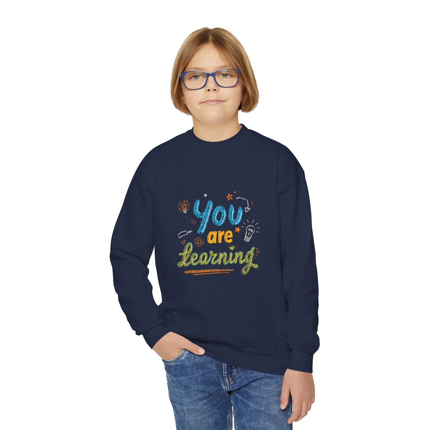 You Are Learning hand-lettered kids sweatshirt | Youth Crewneck Sweatshirt