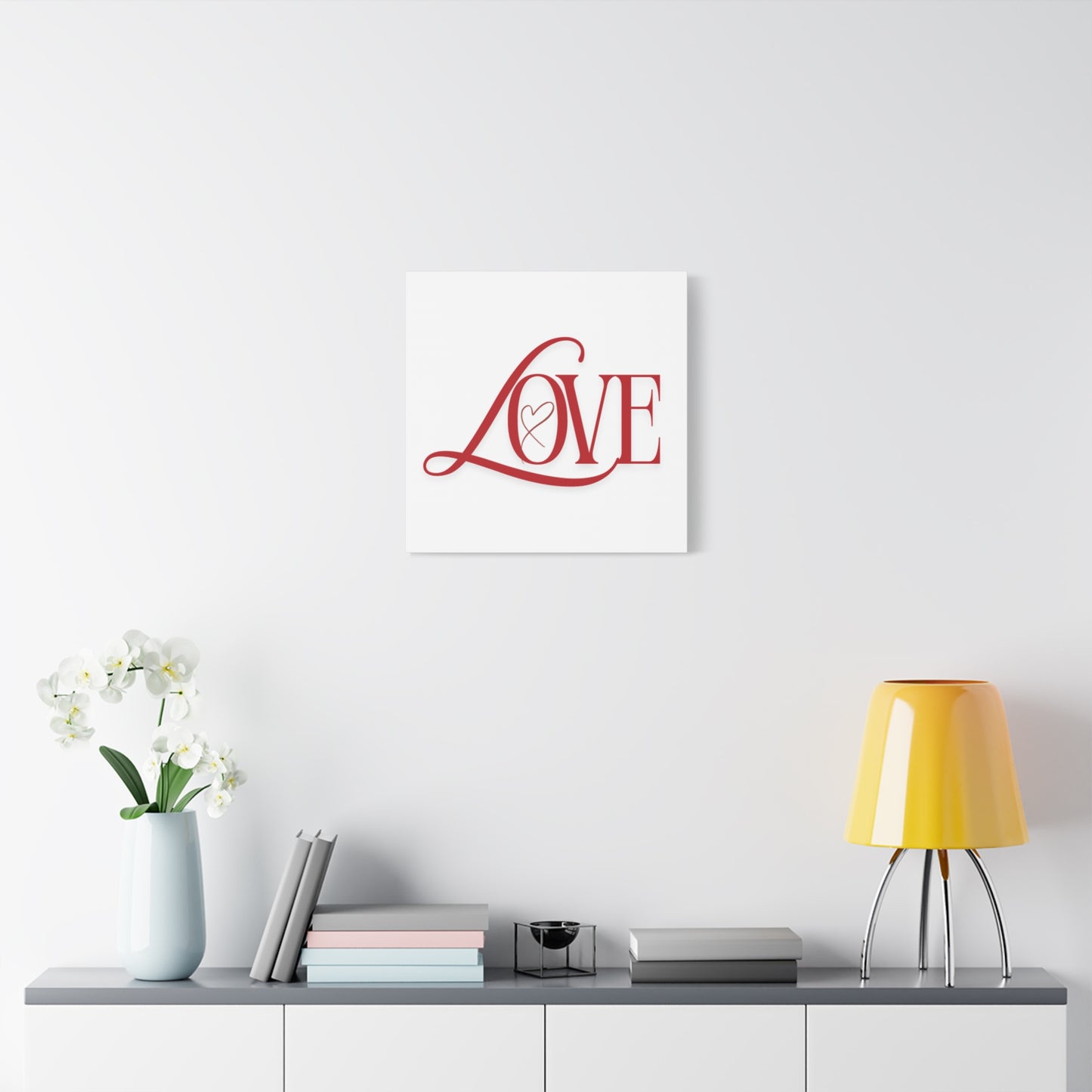 Red Script LOVE with Heart Canvas