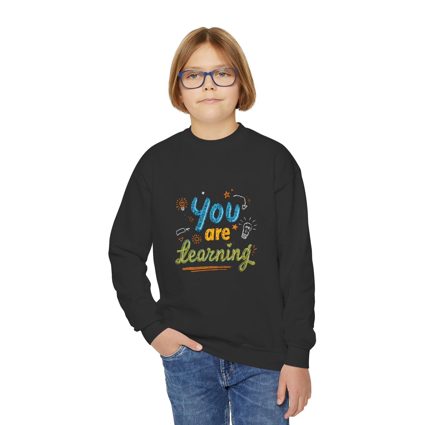You Are Learning hand-lettered kids sweatshirt | Youth Crewneck Sweatshirt