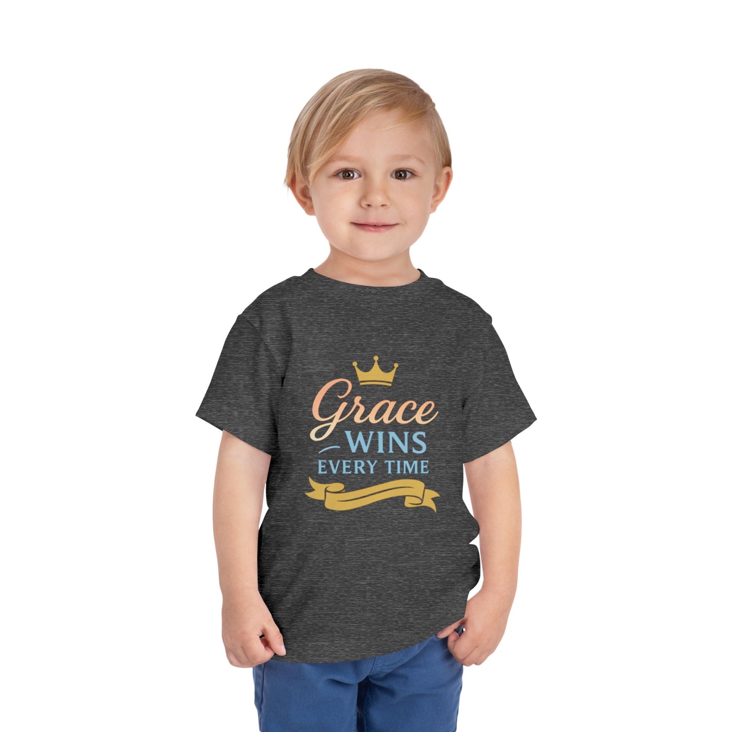 Toddler Short Sleeve Tee - "Grace Wins Every Time" Inspirational Kids T-Shirt, Perfect for Birthdays, Playdates, Baby Showers, Gifts, [...]