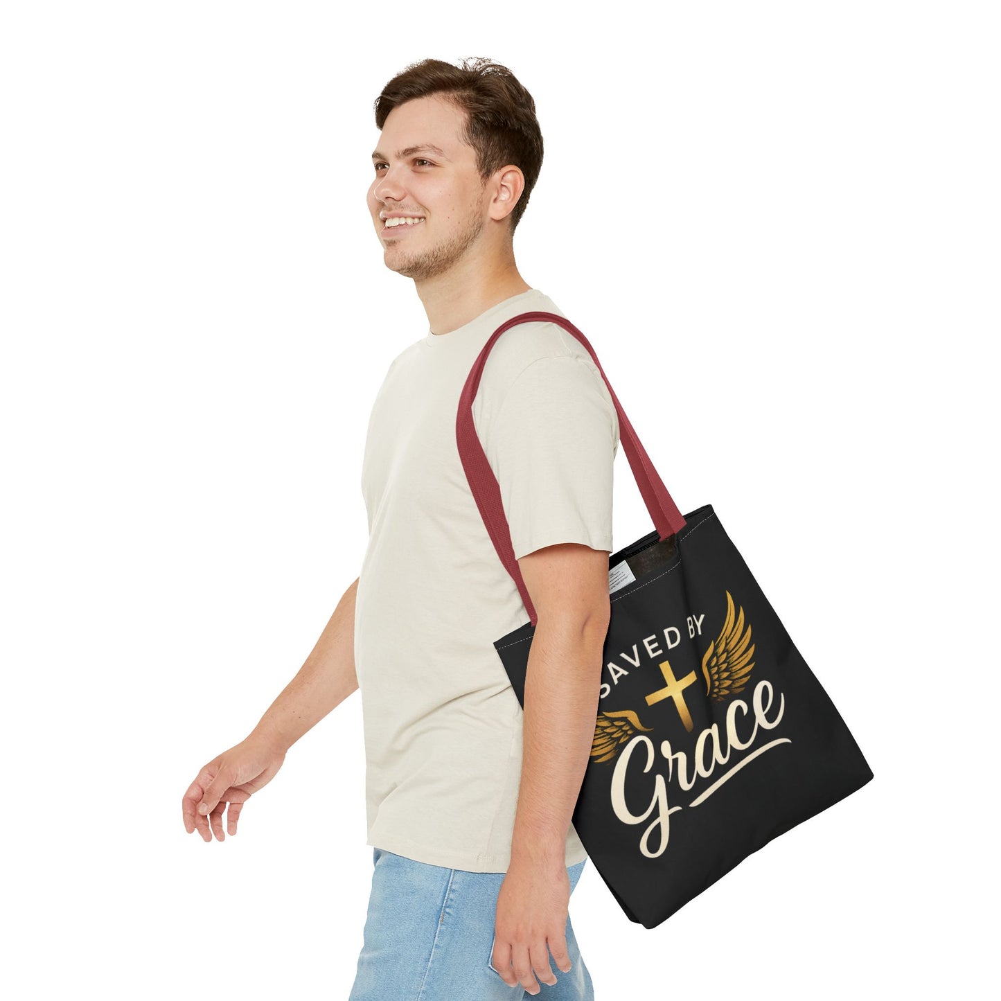 Saved by Grace Tote Bag | Inspirational Christian Gift for Faith, Spiritual Journey, Church Events, Everyday Use, Stylish Carryall