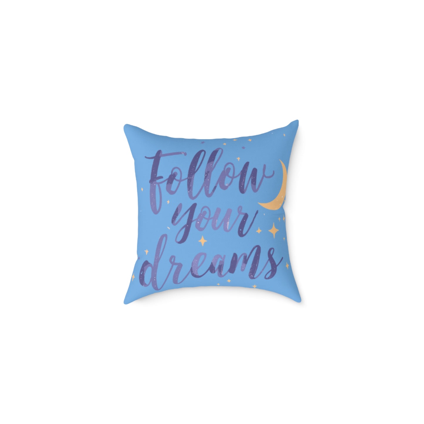 Follow Your Dreams pillow | Square poly canvas pillow, moon stars night design