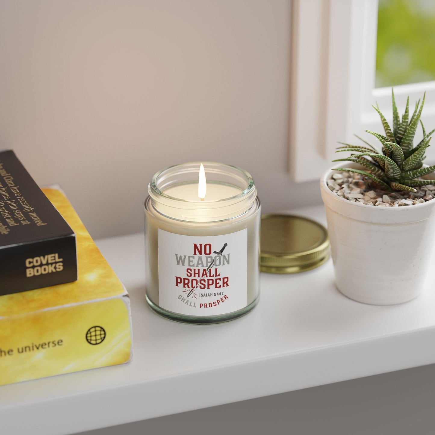 Inspirational Scented Candle - No Weapon Shall Prosper, Motivational Gift for Home, Relaxation, Self-Care, Spiritual, Prayer