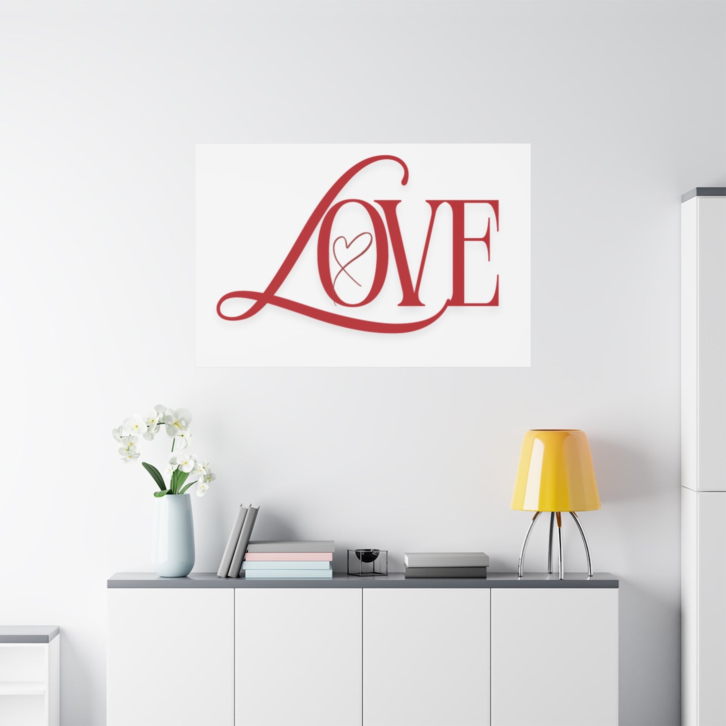 Red Script LOVE with Heart Canvas