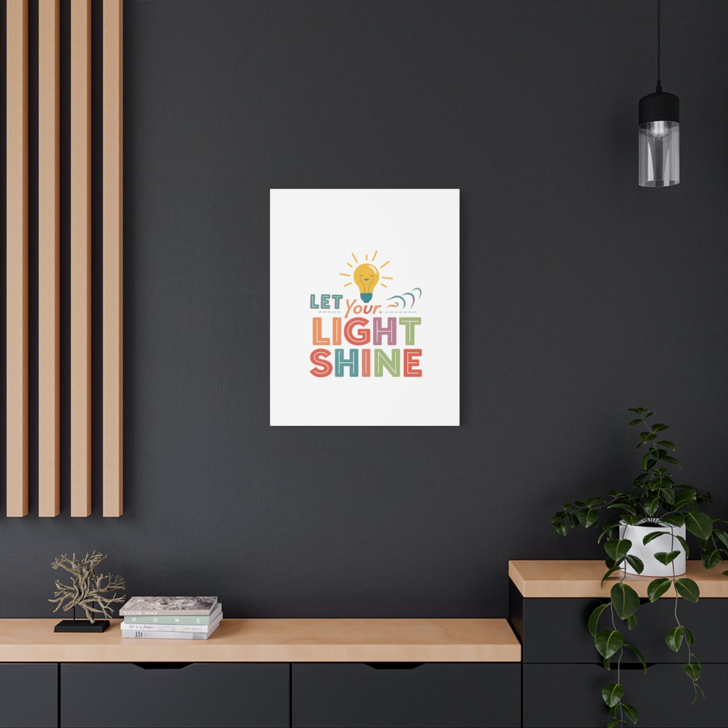 Let Your Light Shine Canvas Print | Smiling Lightbulb Wall Art