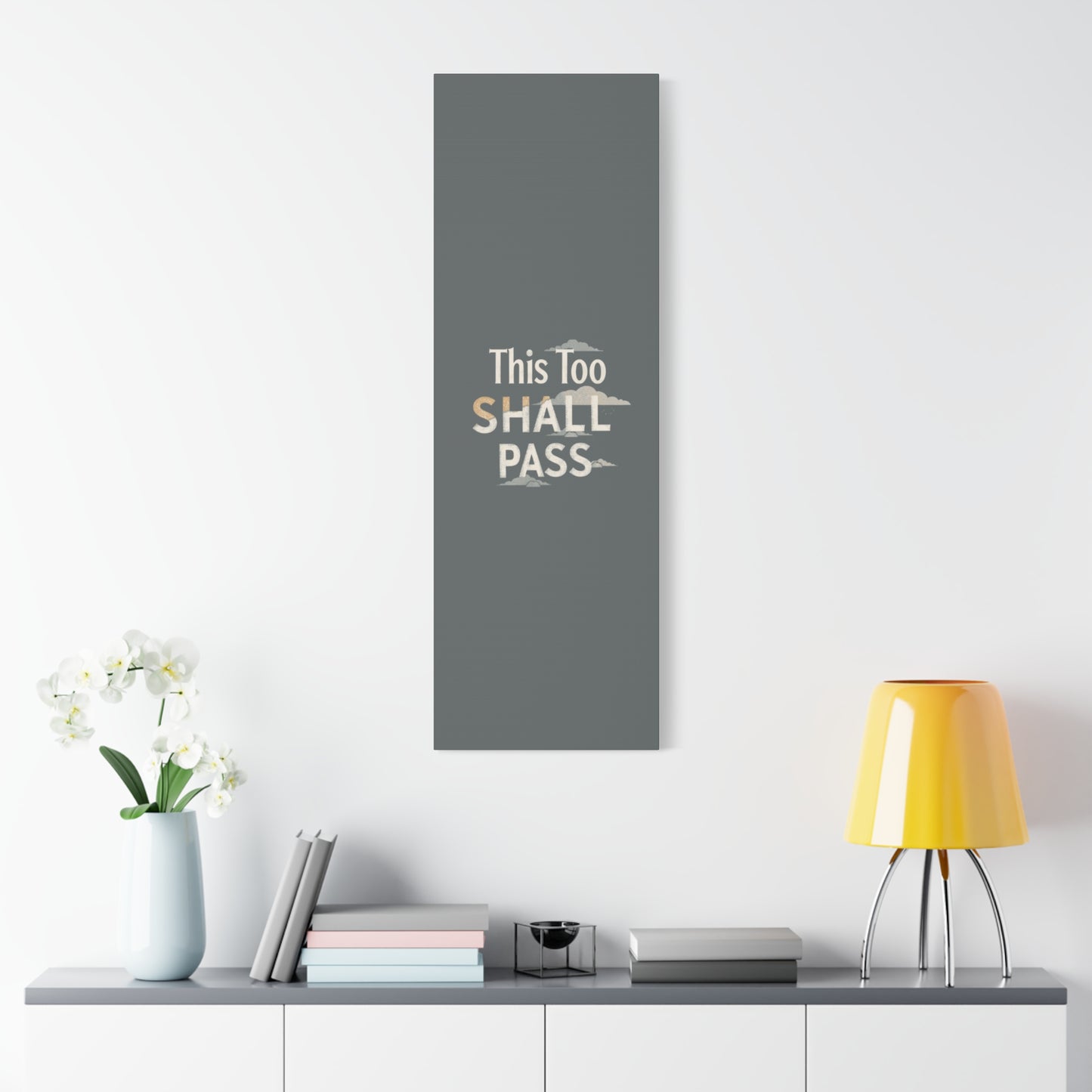 This Too Shall Pass Matte Canvas Print, Stretched Wall Art | Calming Hand-Lettered Typography