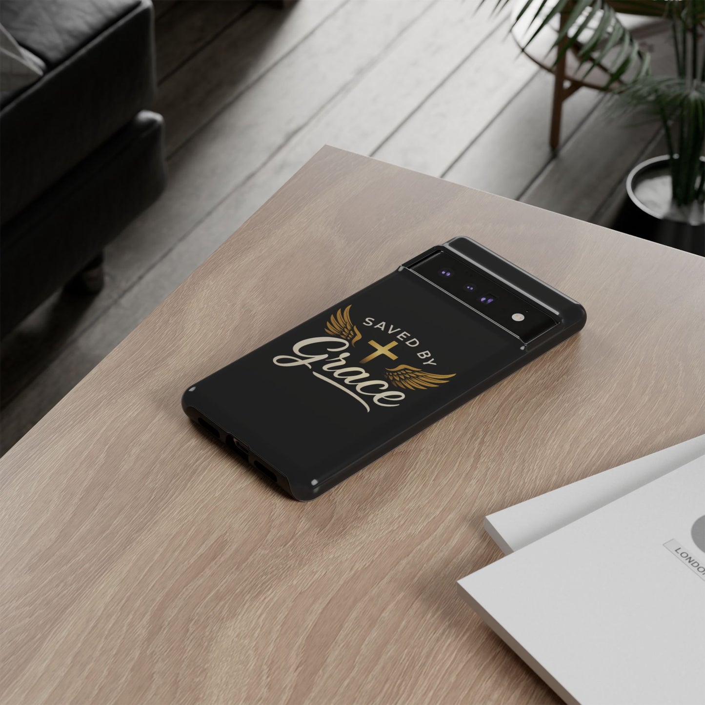 Christian Phone Case - Saved by Grace Design, Unique Gift for Believers, Inspirational Accessory, Stylish Christian Decor