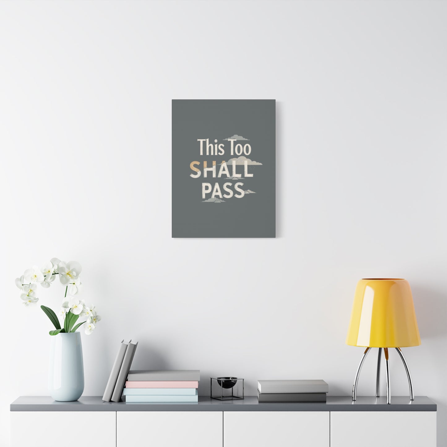 This Too Shall Pass Matte Canvas Print, Stretched Wall Art | Calming Hand-Lettered Typography