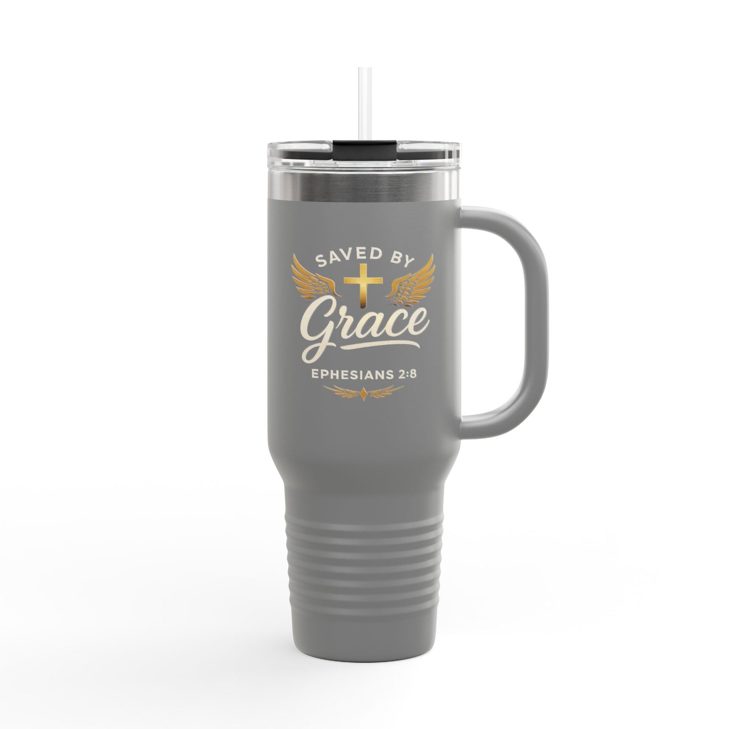 Christian Insulated Travel Mug - Saved by Grace Ephesians 2:8, Perfect for Faith-Based Gifts, Road Trips, Coffee Lovers, Encouragement