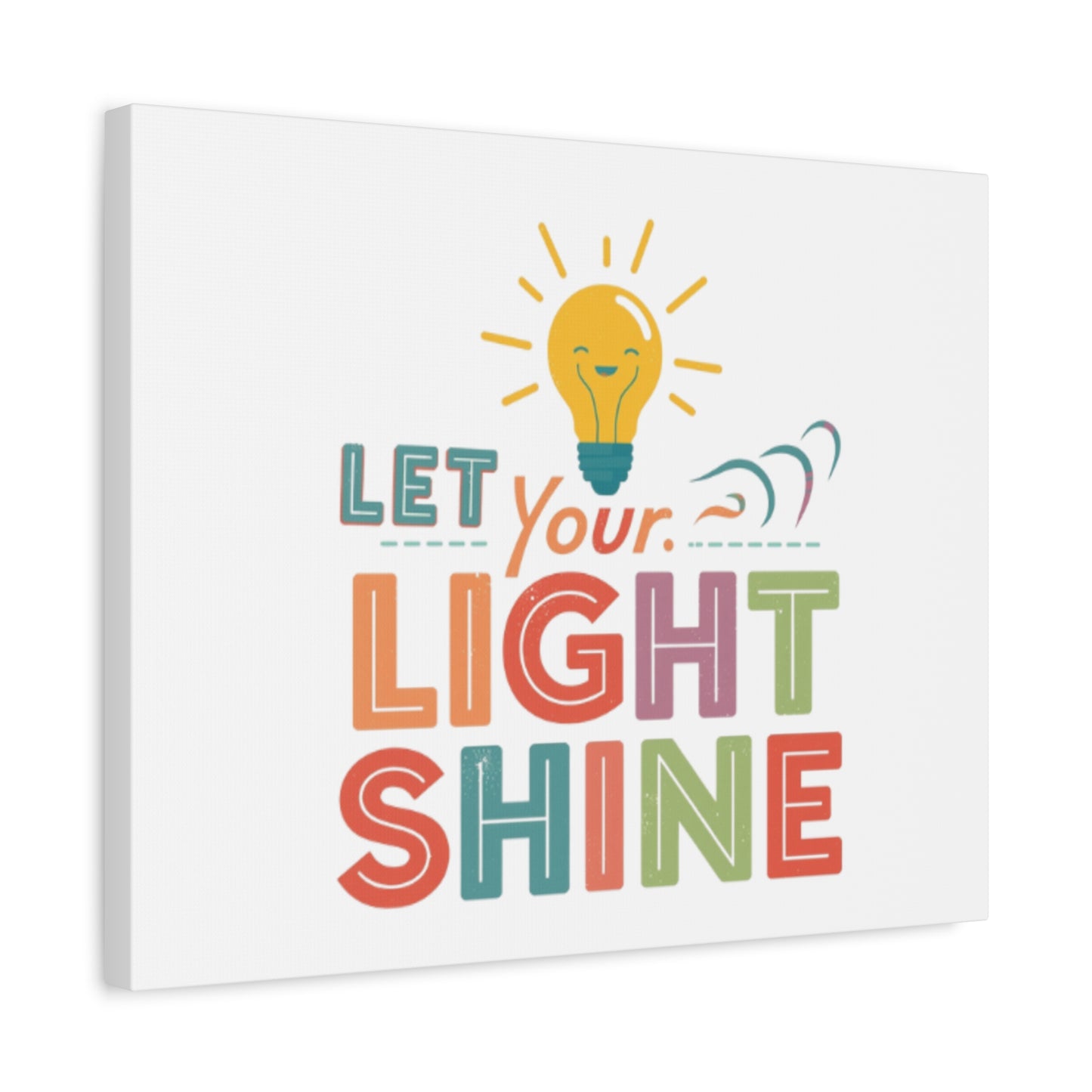 Let Your Light Shine Canvas Print | Smiling Lightbulb Wall Art
