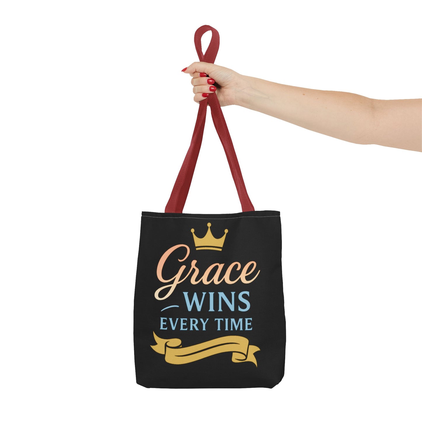 Grace Wins Tote Bag - Inspirational Quote Bag, Motivational Gift, Everyday Use, Fashion Accessory, Encouragement Gift