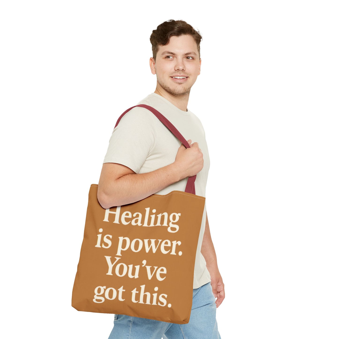 Empowering Healing Tote Bag, Inspirational Market Bag, Motivational Gift, Self-Care Accessory, Supportive Everyday Tote