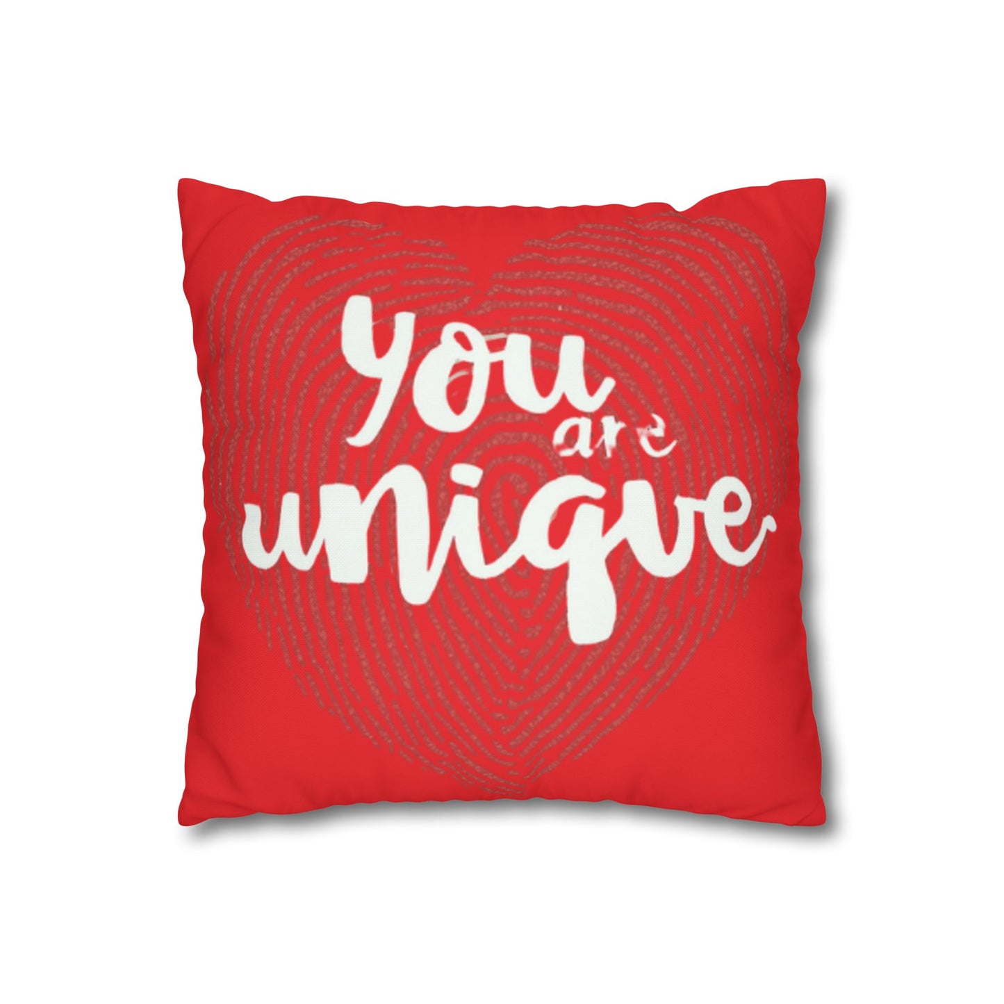 Hand-Lettered Message Red Pillowcase Square Poly Canvas Pillowcase | Bold Script Accent