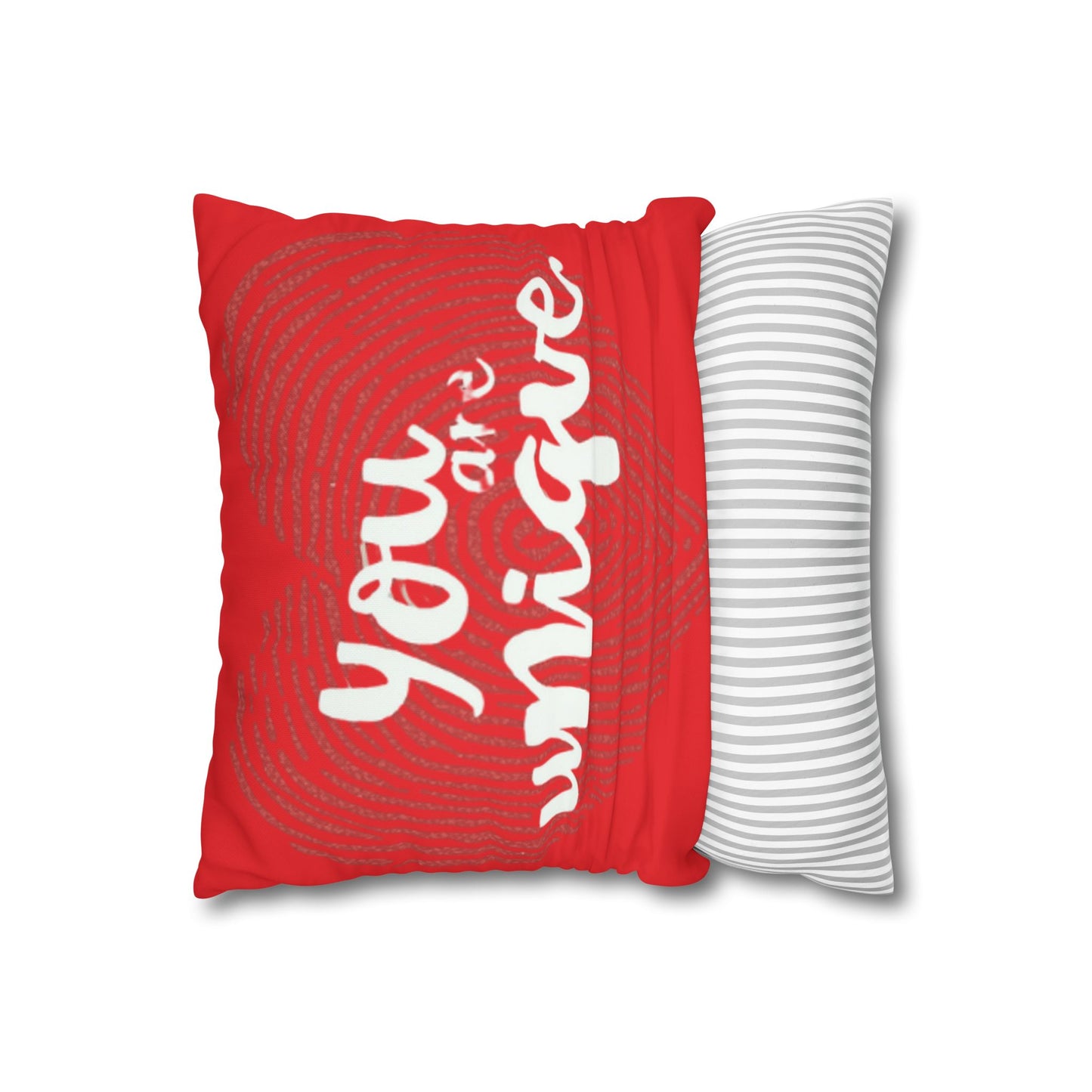 Hand-Lettered Message Red Pillowcase Square Poly Canvas Pillowcase | Bold Script Accent