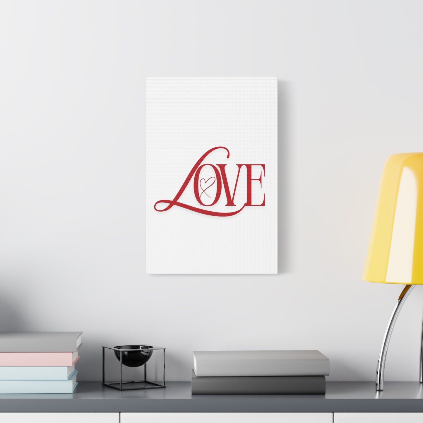 Red Script LOVE with Heart Canvas
