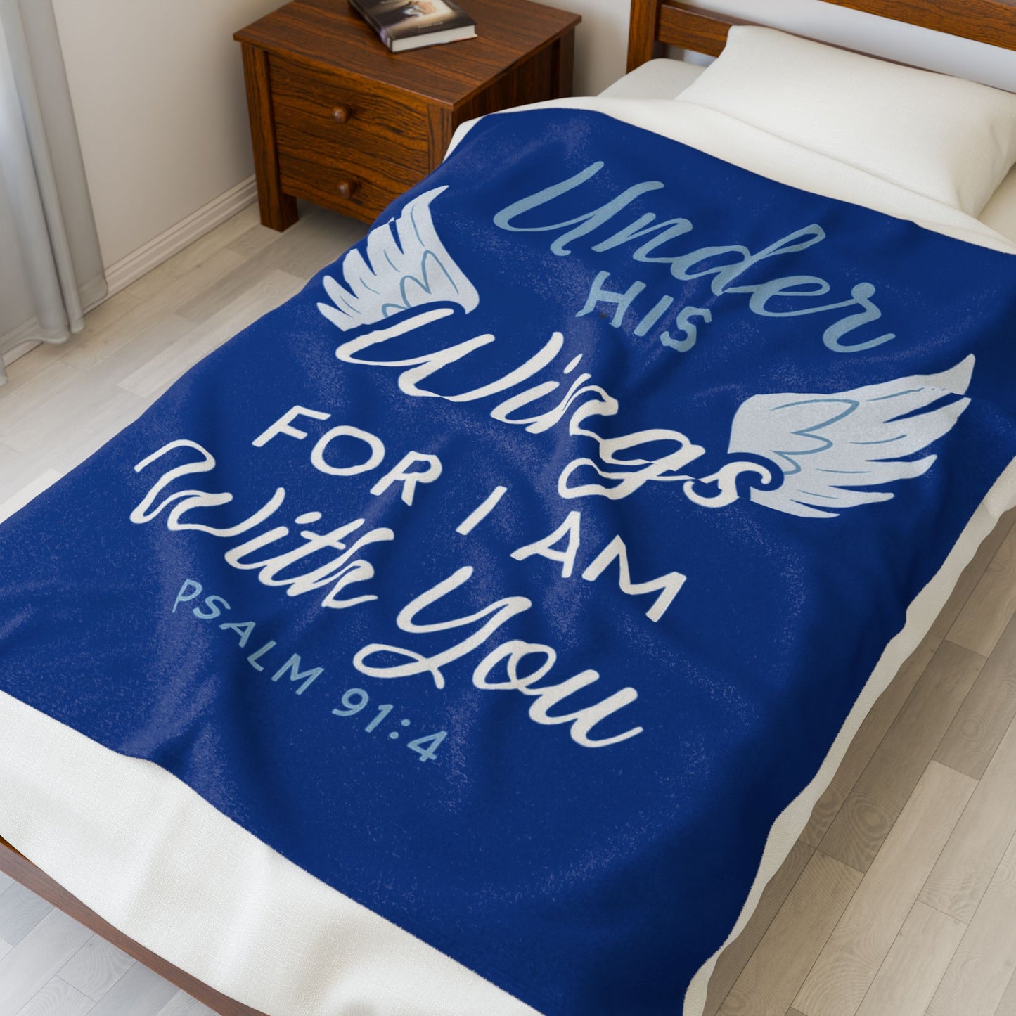 Cozy Inspirational Throw Blanket - Velveteen Plush Blanket with Wings and Psalm 91:4, Gift for Her, Home Decor, Comfort Blanket, [...]