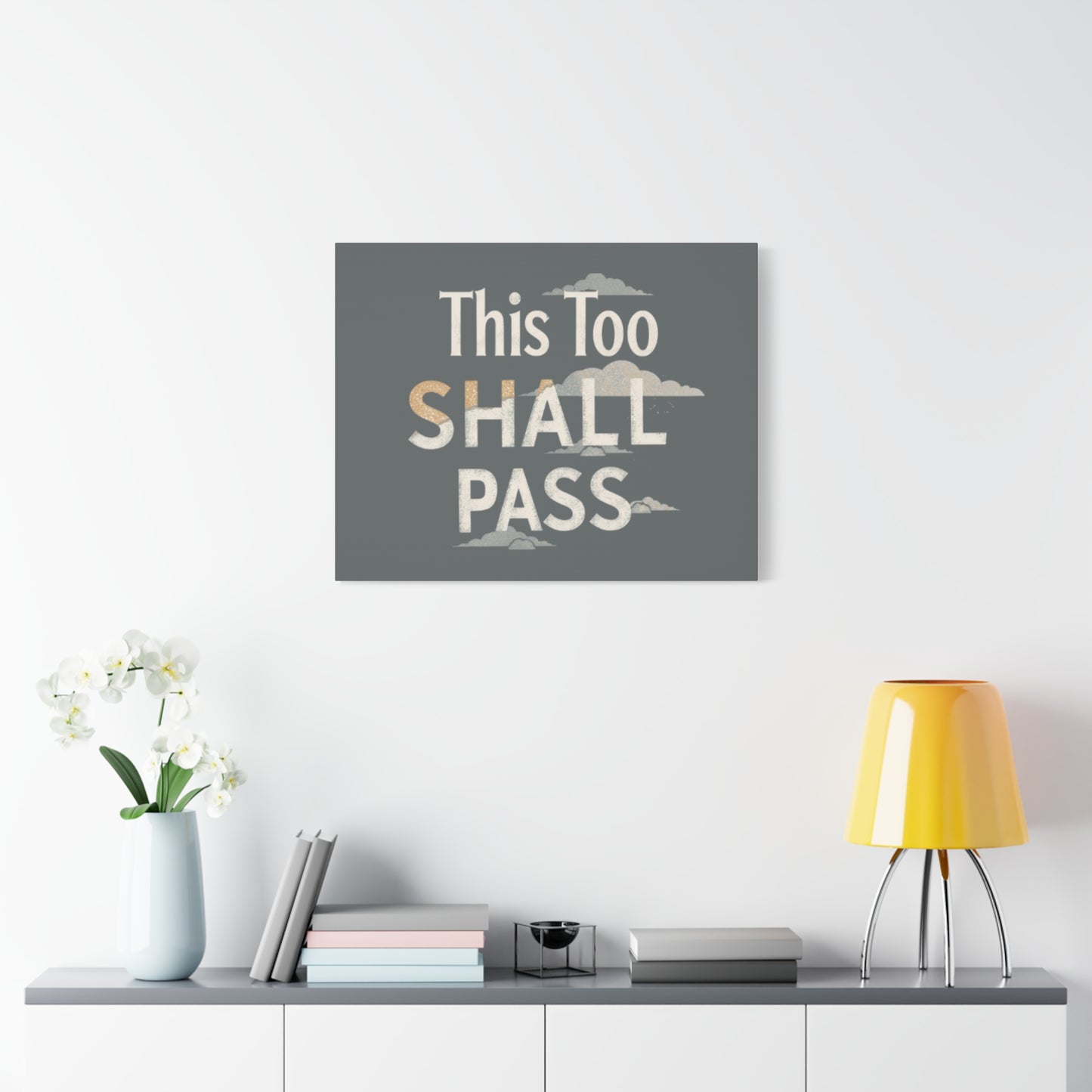 This Too Shall Pass Matte Canvas Print, Stretched Wall Art | Calming Hand-Lettered Typography