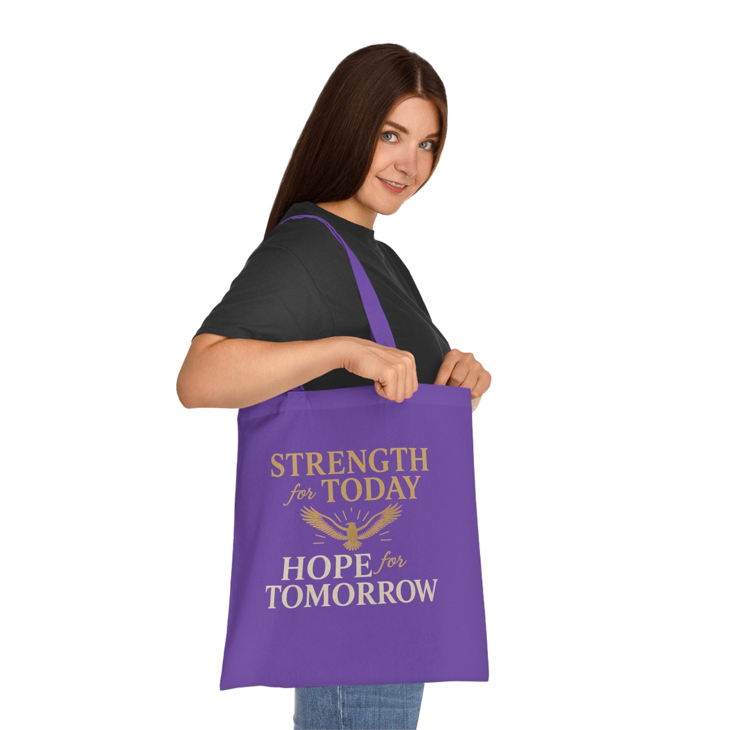 Motivational Tote Bag - Strength for Today, Hope for Tomorrow, Eco-Friendly Shopping