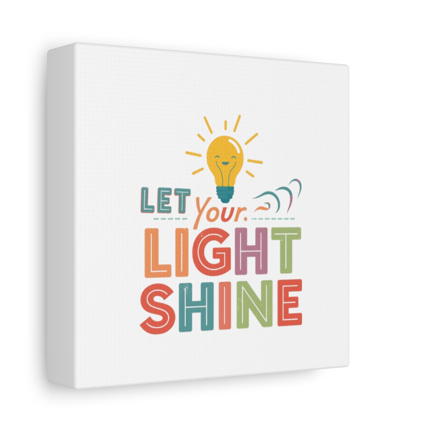 Let Your Light Shine Canvas Print | Smiling Lightbulb Wall Art