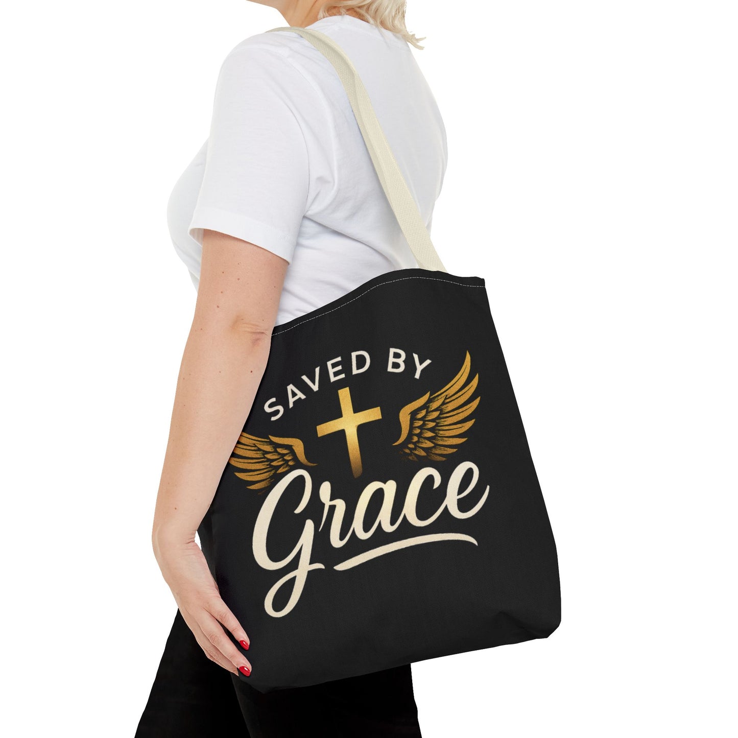 Saved by Grace Tote Bag | Inspirational Christian Gift for Faith, Spiritual Journey, Church Events, Everyday Use, Stylish Carryall