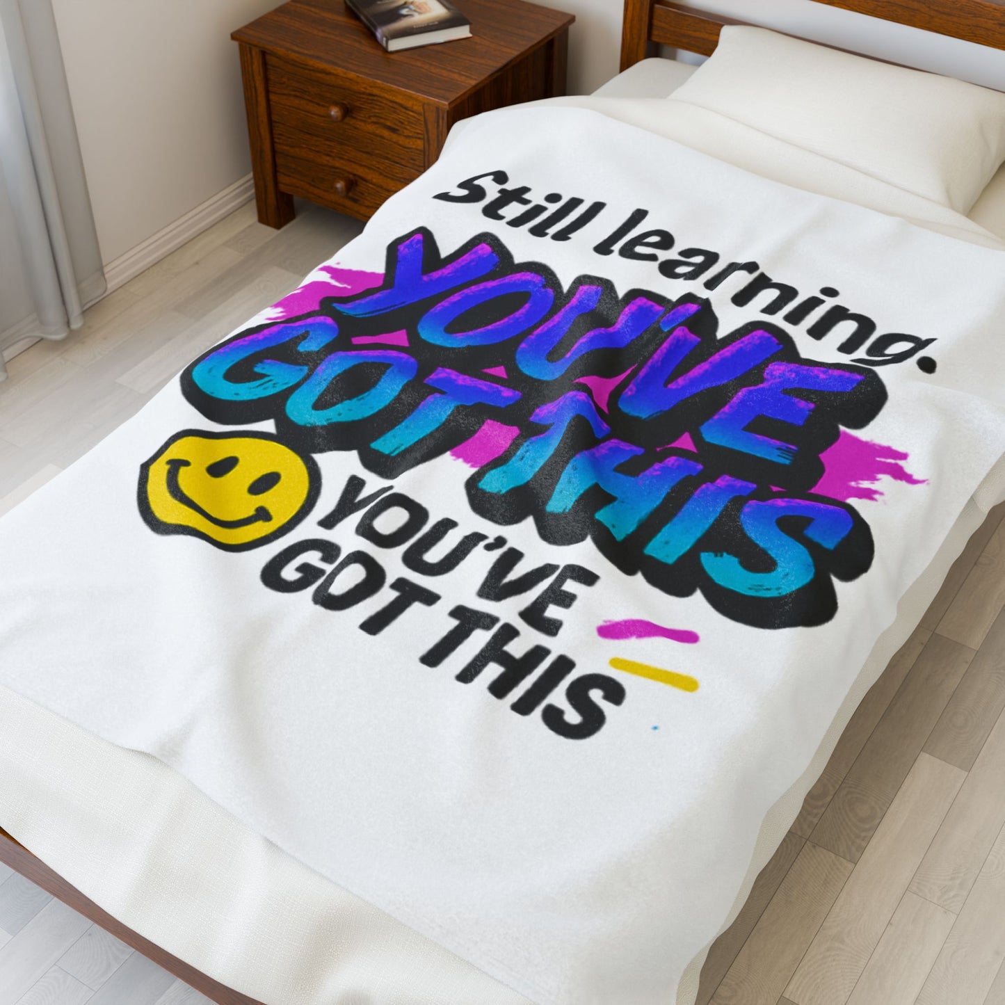 Motivational Velveteen Plush Blanket - Cozy Comfort, You've Got This, Inspirational Gift, Home Decor, Study Buddy, Self-Care Must-Have