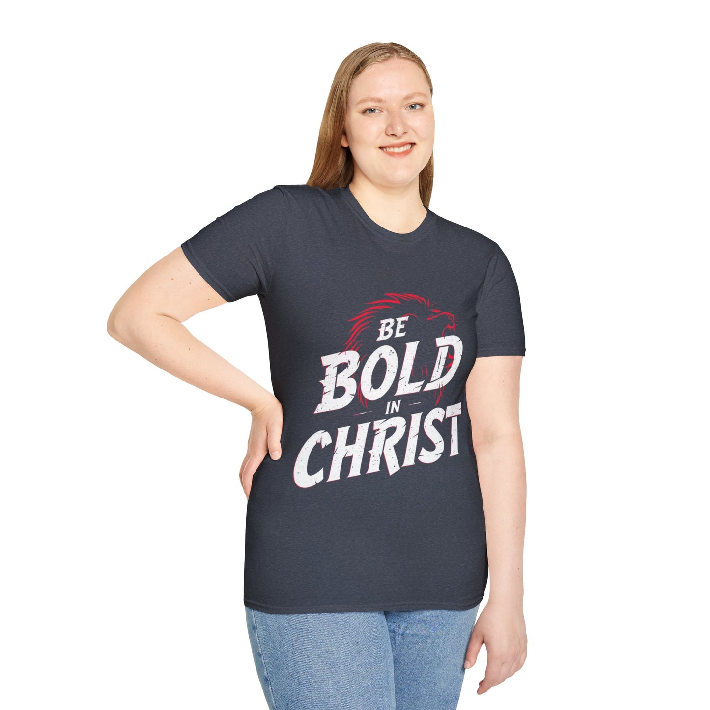 Be Bold in Christ T-Shirt | Christian Faith Tee, Lion Silhouette Typography