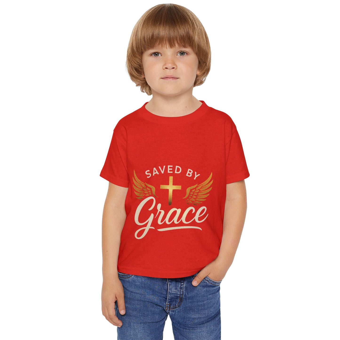 Toddler T-Shirt with Inspirational Design, Saved by Grace Tee for Kids, Perfect for Baptisms, Christenings, and Everyday Wear, [...]