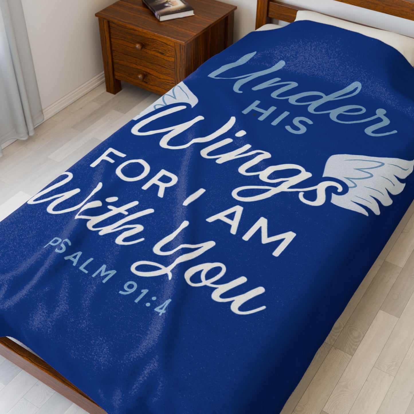 Cozy Inspirational Throw Blanket - Velveteen Plush Blanket with Wings and Psalm 91:4, Gift for Her, Home Decor, Comfort Blanket, [...]