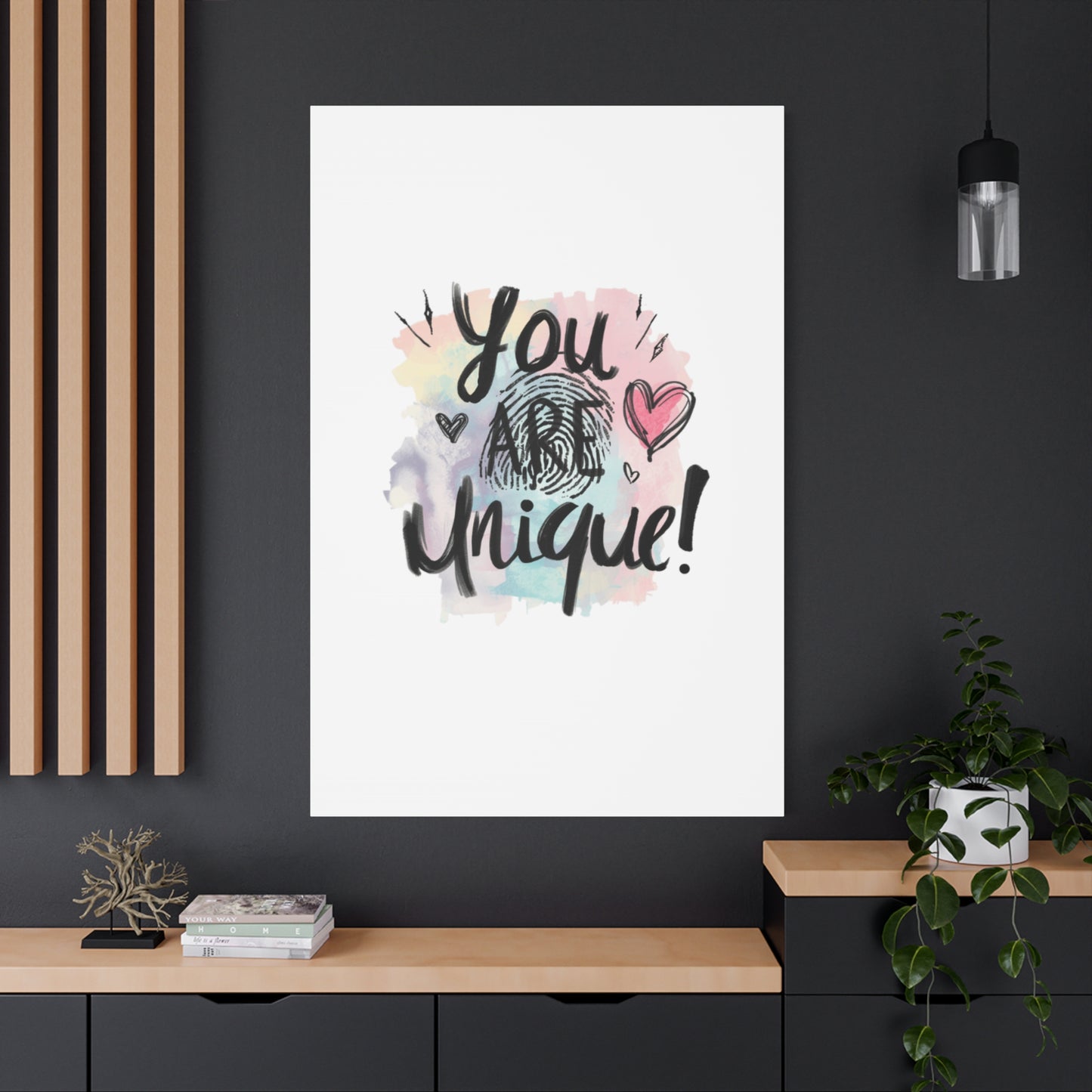 You Are Unique fingerprint heart canvas