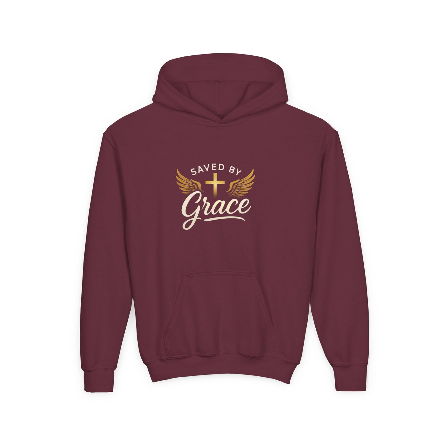Saved by Grace Youth Hoodie, Inspirational Sweatshirt, Christian Gift, Teen Apparel, Faith-Based Fashion, Hooded Sweatshirt