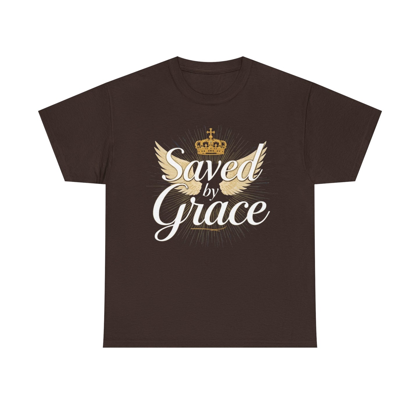Saved by Grace tee | Christian crown and wings faith shirt